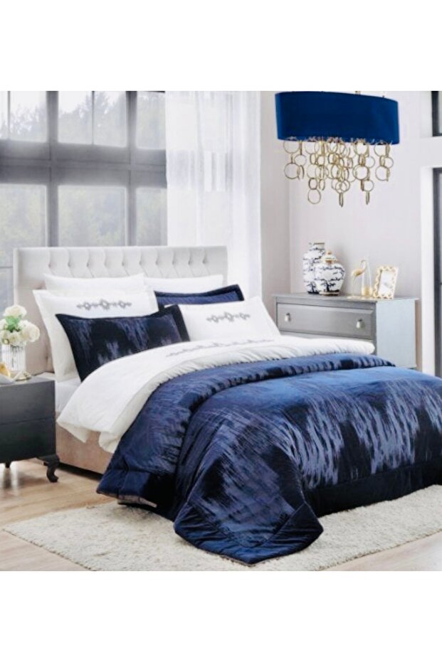 Çeyizlik Yatak Örtüsü Lacivert - 2