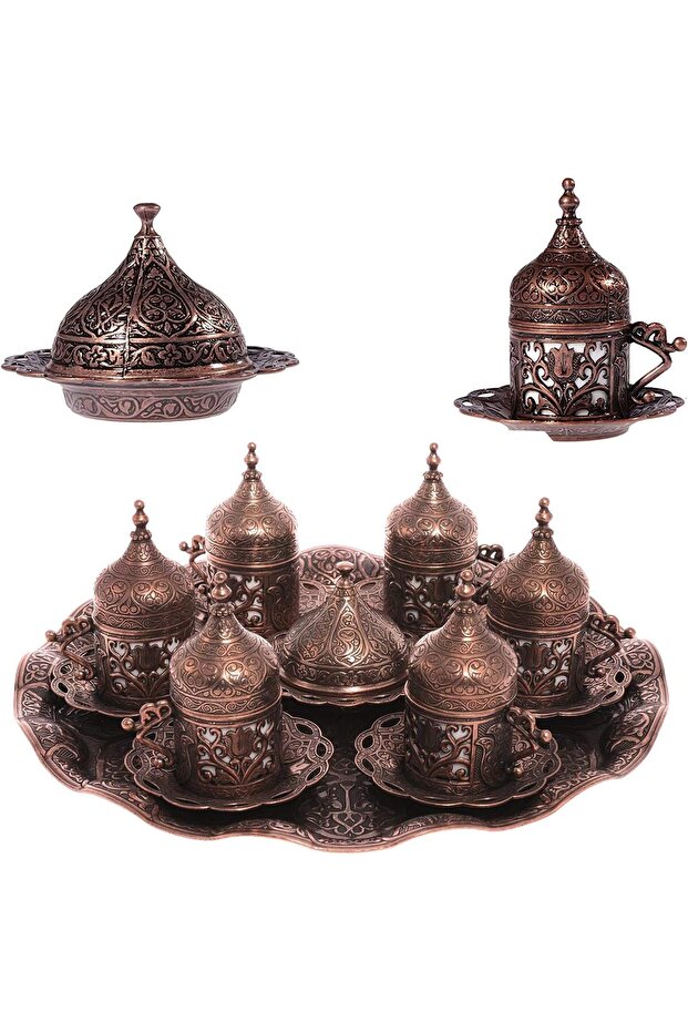 Coffee Presentation Set Coffee Cup Set for 6 People Turkish Coffee Cup Tulip Antique Myrra Arab
