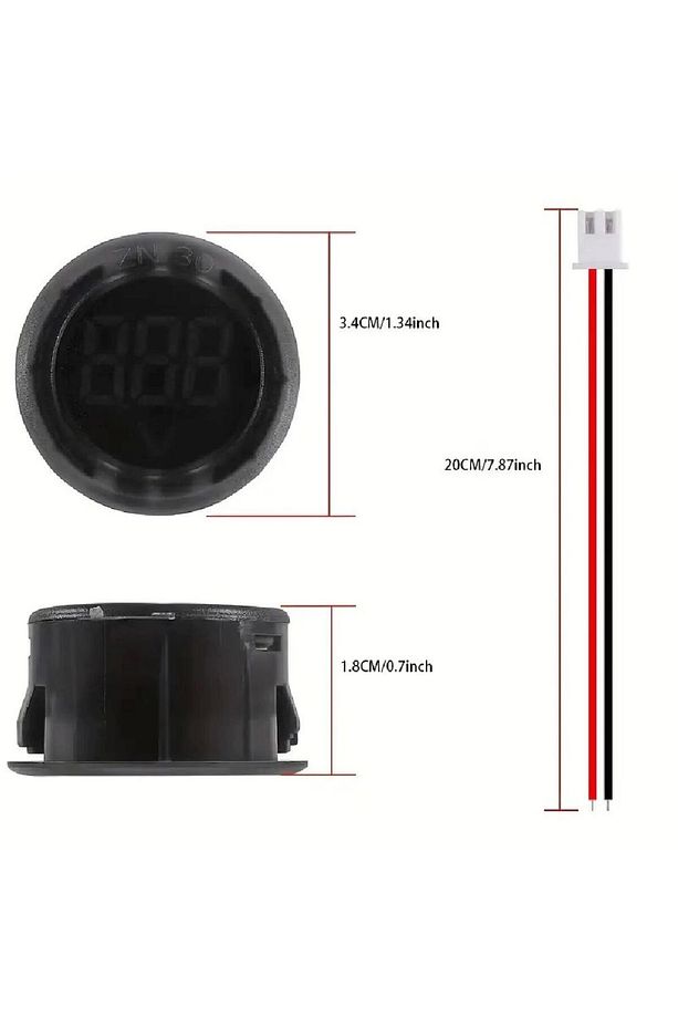 Dijital Voltmetre DC4-100V Kırmızı Araç Karavan Motorsiklet Yat Tekne - 2