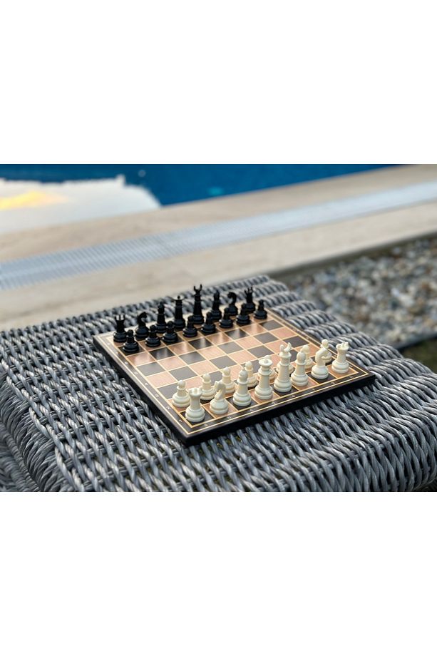 Sedef İşlemeli Lüks Satranç Takımı - 27.5x27.5 cm - Özel Tasarım - 1