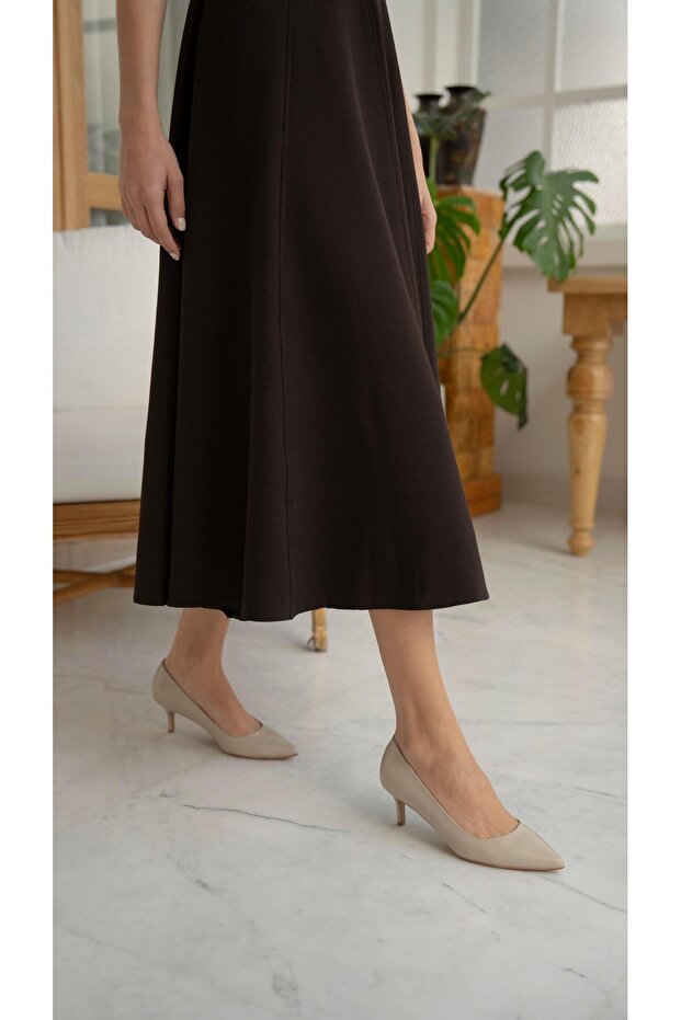 Nell Beige Leather Genuine Leather Women's Stiletto