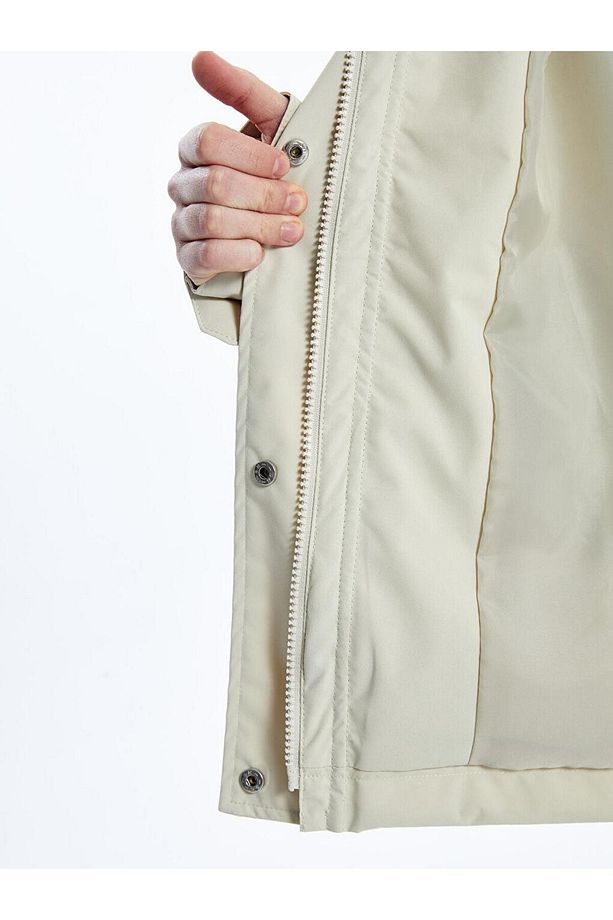 XSIDE Kapüşonlu Düz Oversize Kadın Mont - 4