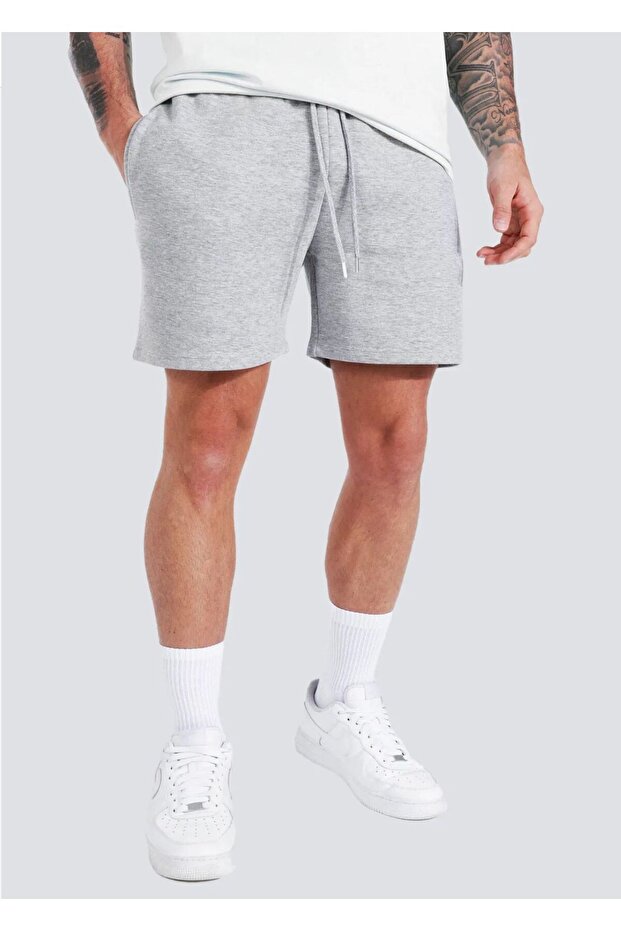 Erkek Bermuda Cepli Kordonlu Regular Fit Kalıp Gri Şort - 1