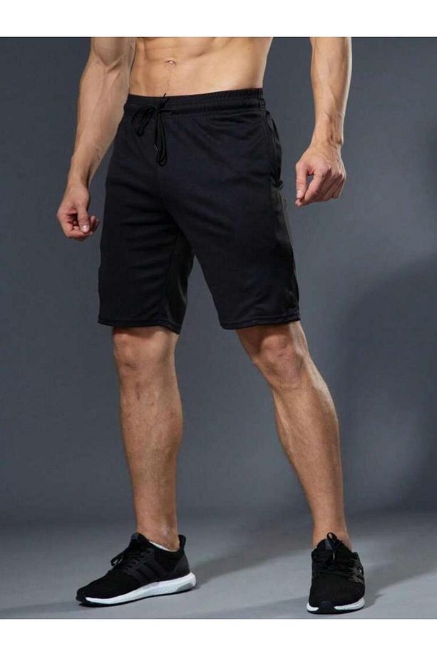 Erkek Bermuda Cepli Kordonlu Regular Fit Kalıp Siyah Şort - 1