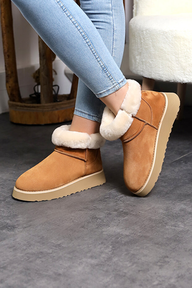 Genuine Sheepskin Suede Leather Short Mini Boots