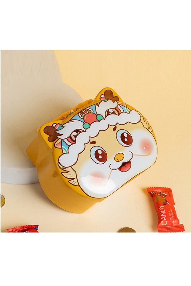 Kitty Metal Piggy Bank with Bag and Lock, Yellow, 15X12-