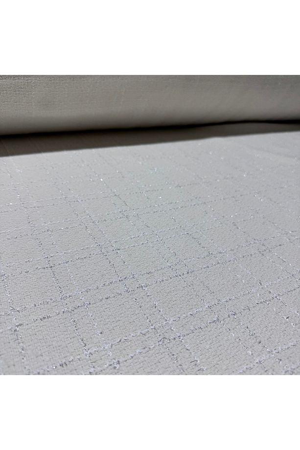 Tüvit Desenli Şanel Kumaş Kareli %100 Pamuk Dokuma Ekru Renk & Simli En 150 cm - 5