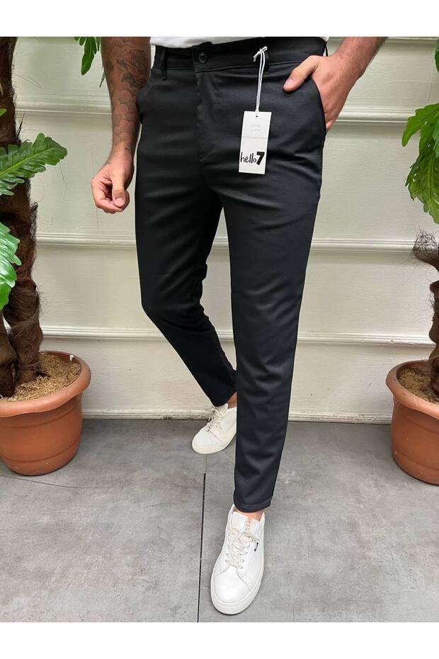 Men's black W Pattern pants - 3