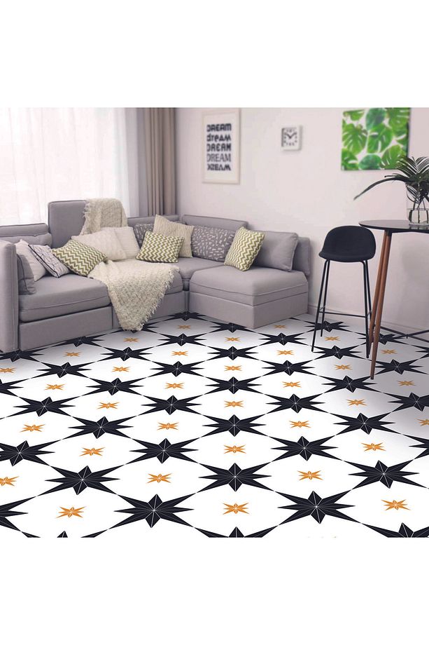 Kendinden Yapışkanlı Altın Yıldız Desenli Pvc Karo 30x30 Cm (11 ADET) 1m2 - 6