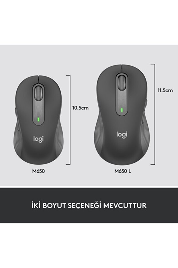 Signature M650 Küçük ve Orta Boy Sağ El Için Sessiz Kablosuz Mouse, Siyah 910-006253 - 9