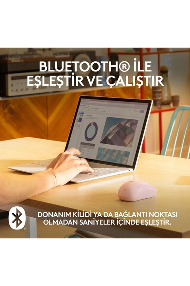 M240 Sessiz Kompakt Kablosuz Bluetooth Mouse - Pembe - 3