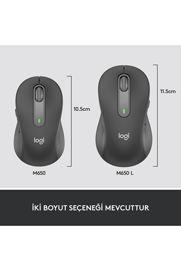 Signature M650 Büyük Boy Sağ El Için Sessiz Kablosuz Mouse Siyah 910-006236 - 9
