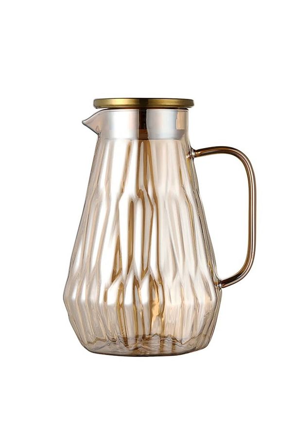 Borosilikat Amber Cam Gold Kapaklı Sürahi 1900 Ml & 2 Adet Borosilikat Cam Kupa 450 ml (MRC) - 2