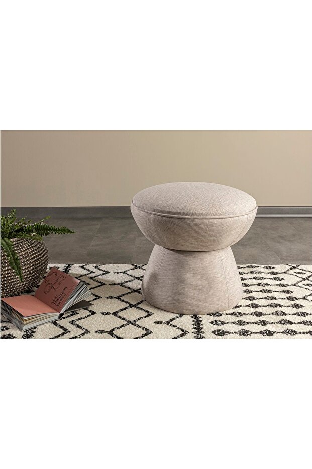 BUTTON PUF, EKRU - 1