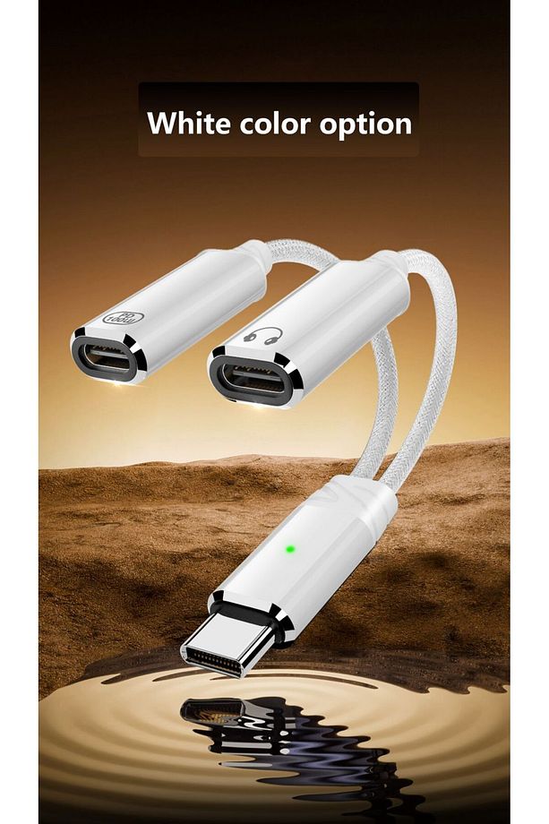 2in 1 100W Type C to Type C & Type C Hızlı Şarj Kulaklık Arama Dönüştürücü OTGTC - 4