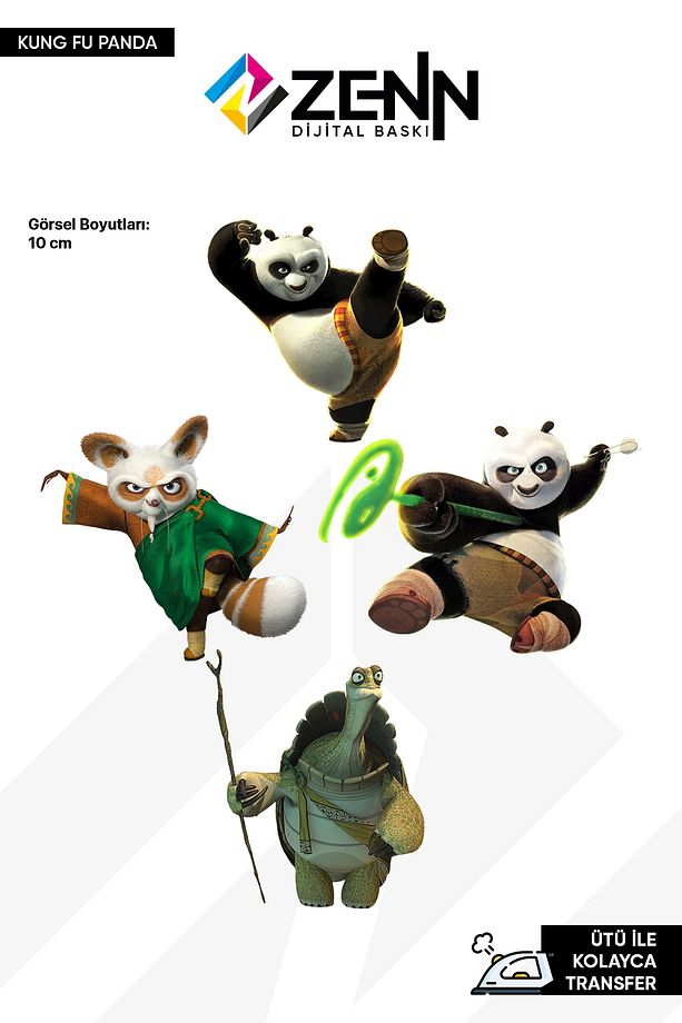 Kung Fu Panda Set Ütü İle Yapışan Dtf Baskı - 1