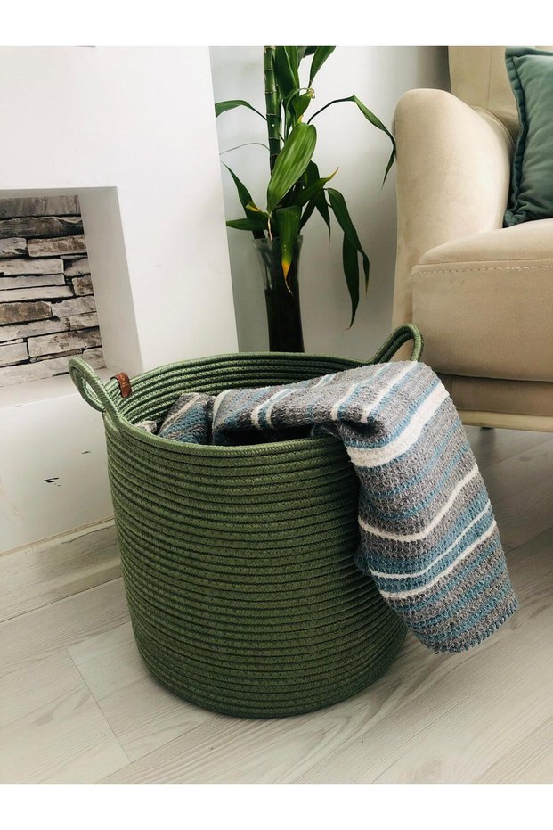 Wicker Basket, Toy Basket, Multi-Purpose Organizer, Plant Pot, 25 X 25, Khaki
