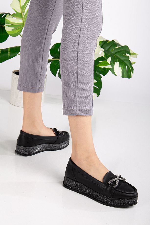 Kadın Simli Taban Ortopedik Taban Anne Ayakkabısı Loafer - 3