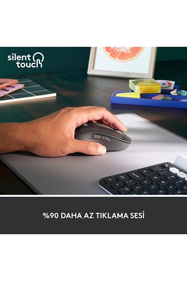 Signature M650 Büyük Boy Sol El Için Sessiz Kablosuz Mouse Siyah 910-006239 - 4