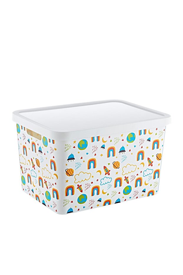 صندوق متعدد الأغراض منقوش ستافي مع غطاء 18 لتر - 1