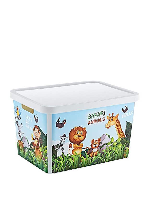 صندوق متعدد الأغراض منقوش ستافي مع غطاء 18 لتر - 1