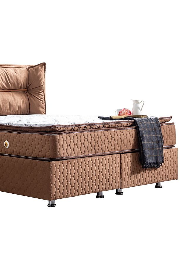 Barselona Ikili Set, Çift Kişilik Baza Başlık Seti - Kahve - 5