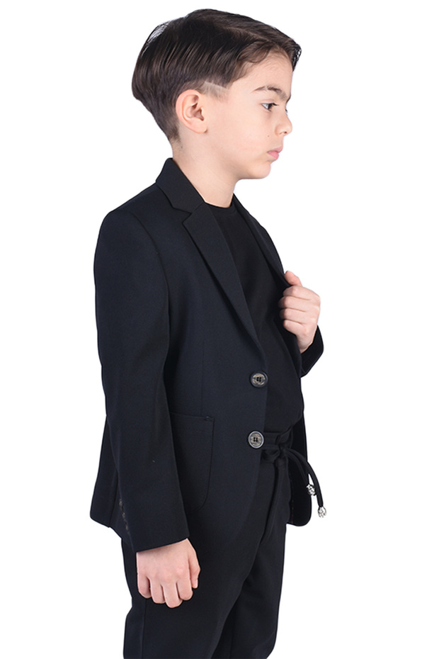 Jogger Bağcıklı Siyah Çocuk Takım Elbise - 4