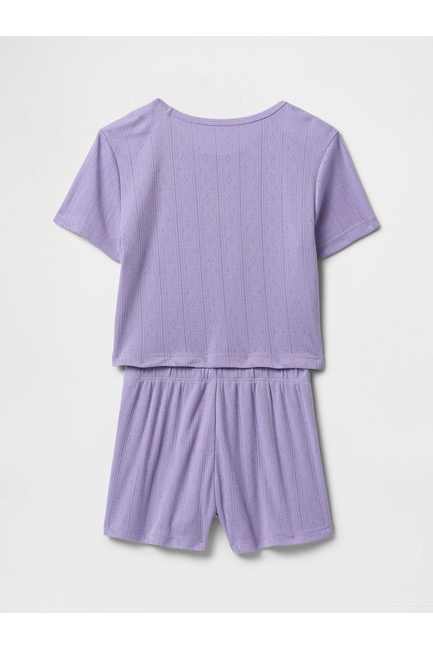 Kız Çocuk Mor Şort Pijama Takımı - 3