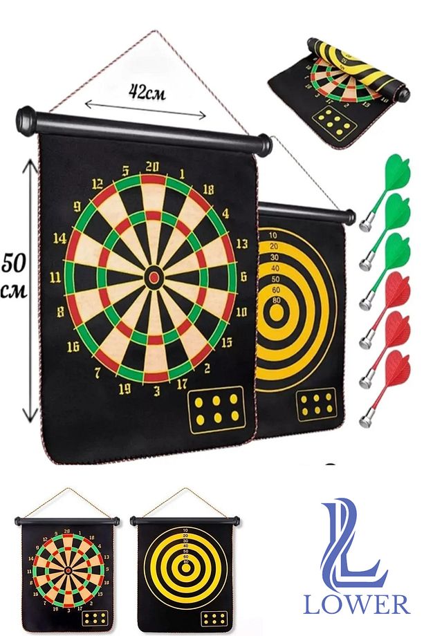 6 Oklu Dart Seti Çift Taraflı  Manyetik Mıknatıslı Oyun Asmalı Dart Ok Dart Oyunu - 1