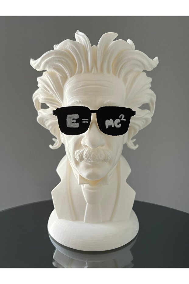 Albert Einstein Dekoratif Büst 25 cm Modern Einstein Heykeli E=mc2 Gözlüklü - 2