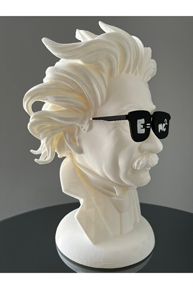 Albert Einstein Dekoratif Büst 25 cm Modern Einstein Heykeli E=mc2 Gözlüklü - 3