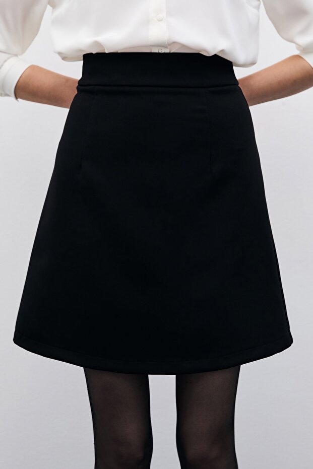 Düz Mini Etek - Siyah - 7