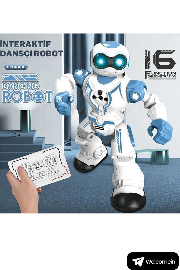 16 Fonksiyonlu Şarjlı Uzaktan Kumandalı Akıllı Robot Sesli Işıklı Programlama Dans Moonwalk Robot - 8