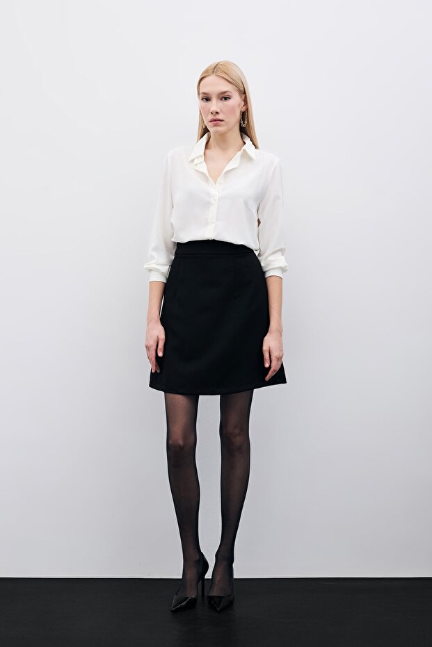 Düz Mini Etek - Siyah - 5