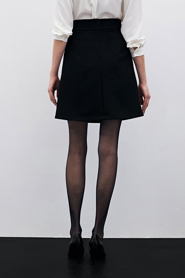 Düz Mini Etek - Siyah - 8