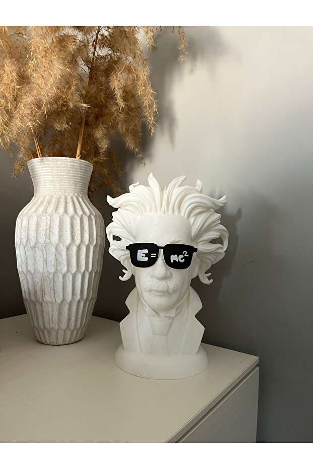 Albert Einstein Dekoratif Büst 25 cm Modern Einstein Heykeli E=mc2 Gözlüklü - 7