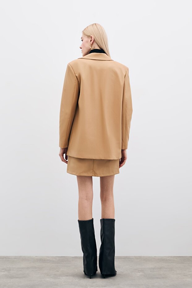 Salaş Deri Ceket - Bej - 6