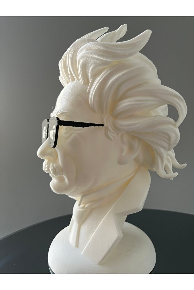 Albert Einstein Dekoratif Büst 25 cm Modern Einstein Heykeli E=mc2 Gözlüklü - 6