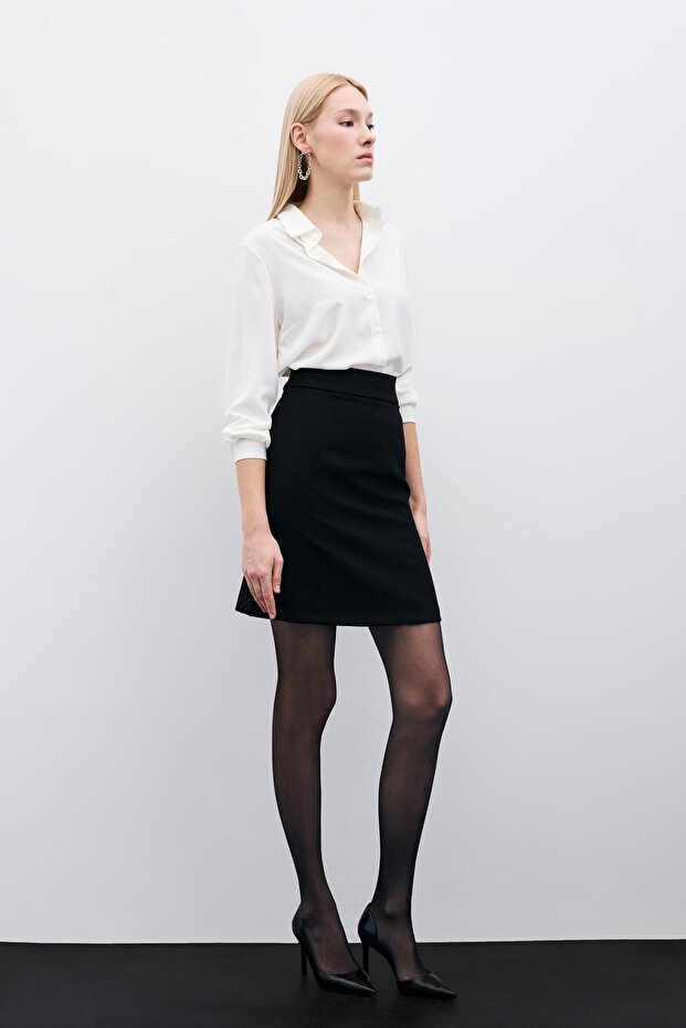 Düz Mini Etek - Siyah - 4