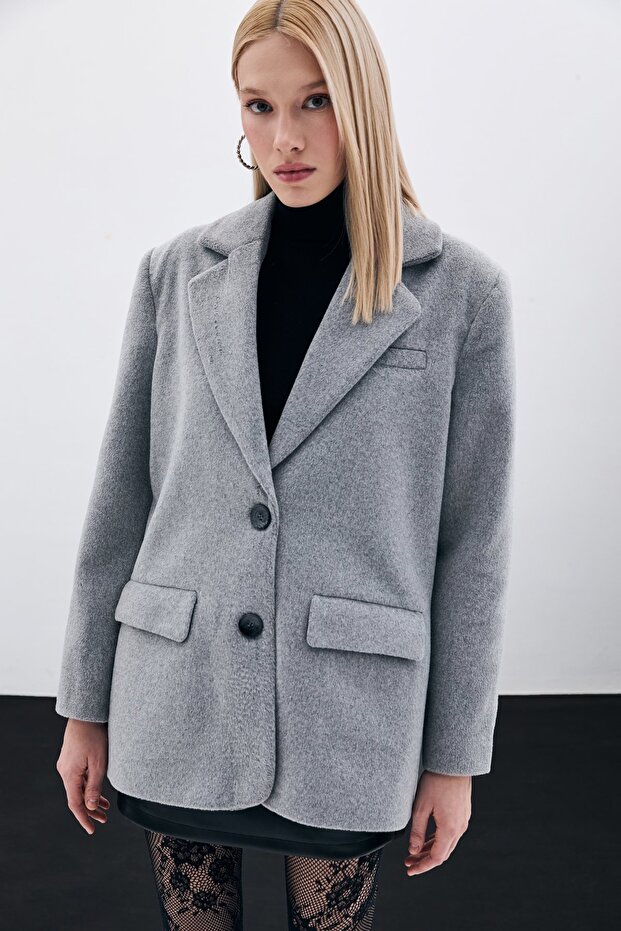 سترة قصيرة بأزرار - أنثراسايت - 1