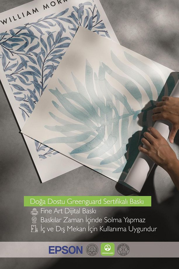 Beyaz Çerçeveli Tablo Seti, Soft Mavi William Morris Duvar Tablosu, 3 Adet Poster Seti, No:300786 - 5