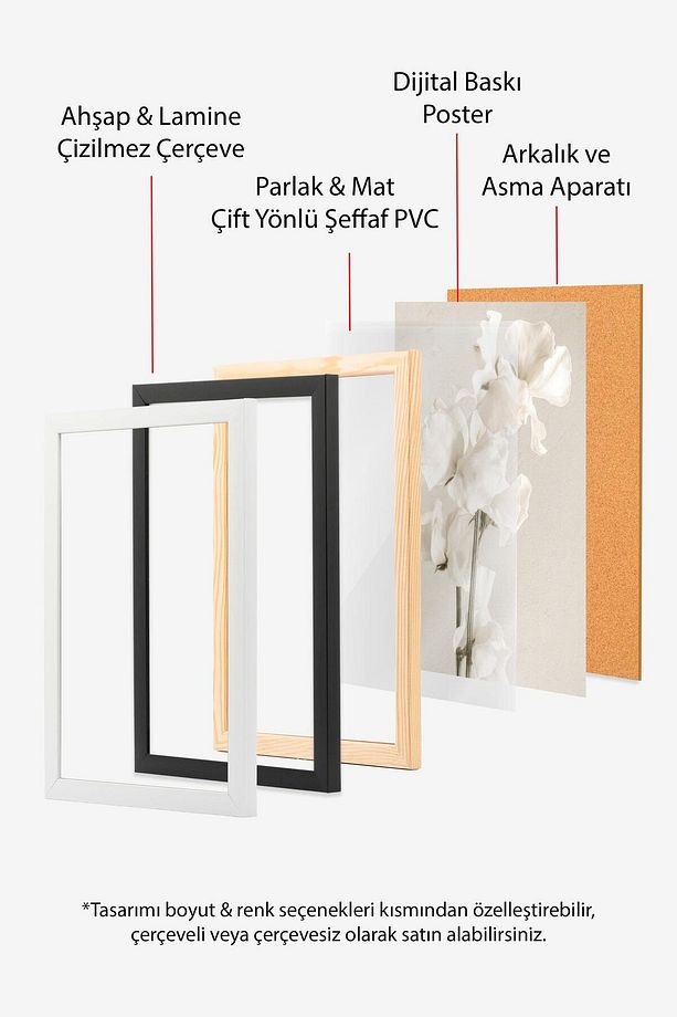 Beyaz Çerçeveli Tablo Seti, Soft Kahverengi William Morris Duvar Tablosu, 3 Adet Poster Seti, No:300 - 2