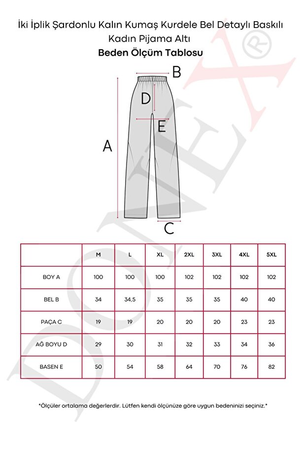 Vastag emelt szövetből nyomtatott női pizsama alsó - 4