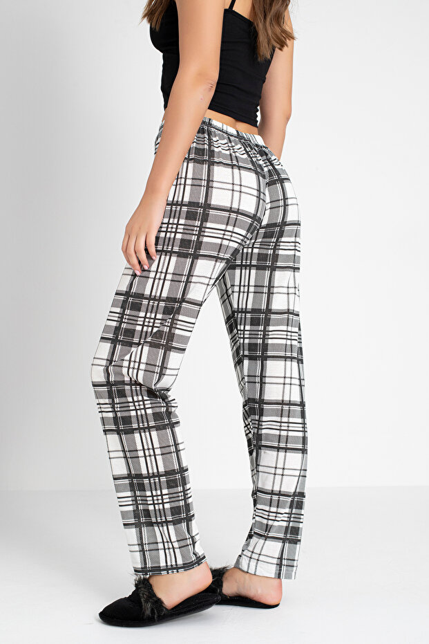 Vastag emelt szövetből nyomtatott női pizsama alsó - 3