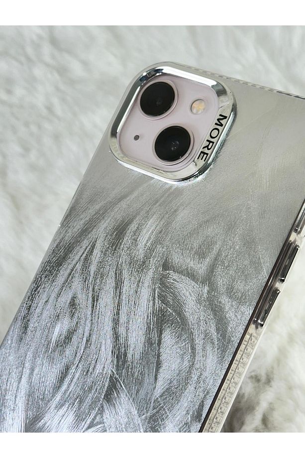 iPhone 13/14/15  ile Uyumlu-Dalgalı Gümüş Yansımalı Şeffaf Zarif Şık ve Modern Tasarım Wonder Kılıf - 4