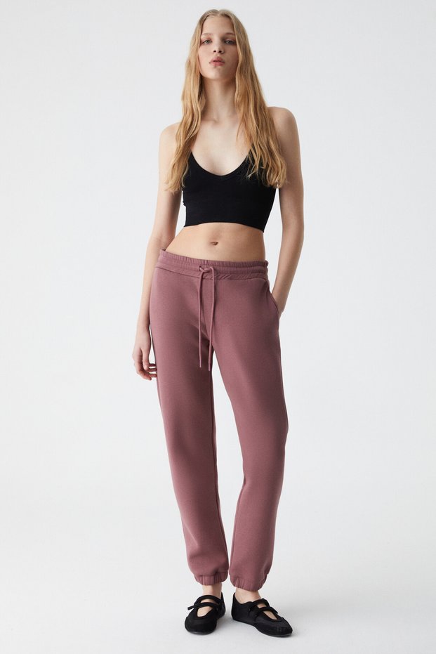 Maritza women's relaxed fit joggers with fleece lining, 100% organic cotton, elastic waistband and cuffs.