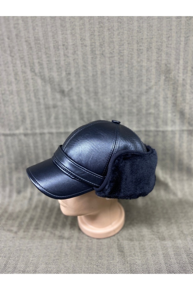 قبعة طيار من الفرو الجلدي - 1