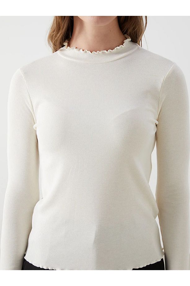 LCW Modest Ekru Dik Yaka Kadın Body - 3