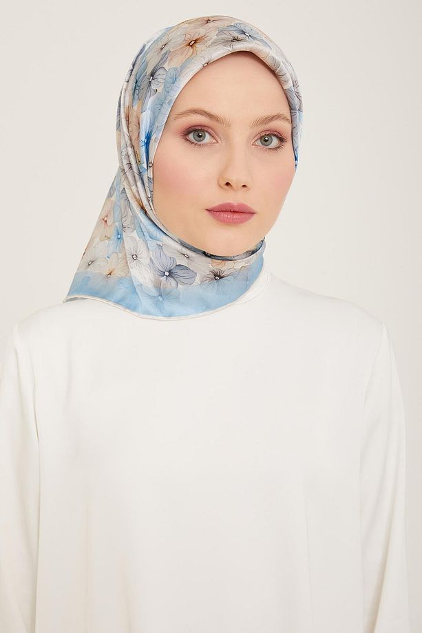 İpek Eşarp 2024 Yaz - 9108-83 Açık Mavi Twill - 1