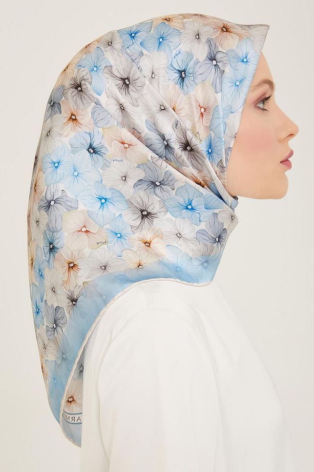 İpek Eşarp 2024 Yaz - 9108-83 Açık Mavi Twill - 2